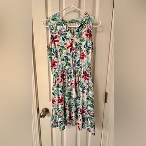 Floral Print Summer Dress with V Neckline